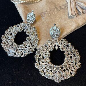 1980's DUBLOS High End Spanish Designer Chandelier Earrings /Dublos suede bag